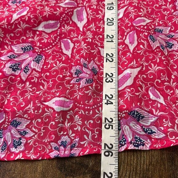 Joie red/pink floral shirt/top ruffle summer Sz M - Picture 11 of 11